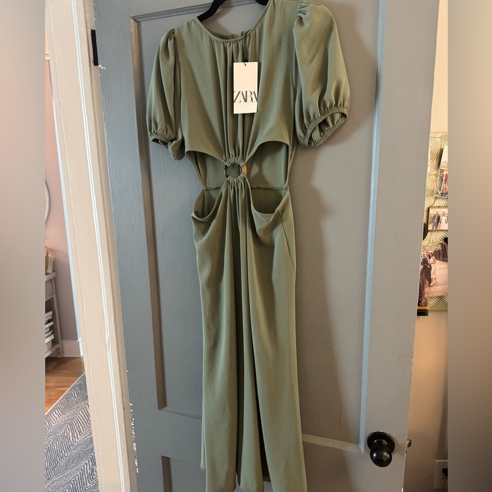 Zara Sage Green Midi Dress
